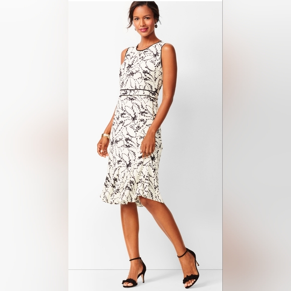 Talbots Dresses & Skirts - Talbots Black and Cream Floral Midi Dress